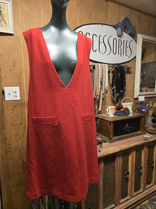 herman geist Dresses & Skirts - Red Sleeveless V-Neck Mini Dress with Patch Pockets